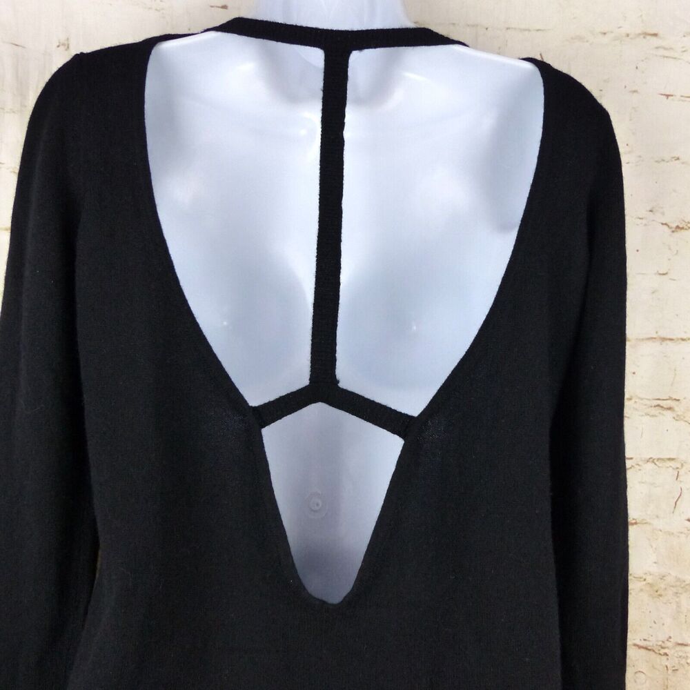 Leetha Back T Cut Out Cashmere Sweater Womens XS Black Pullover Grunge Goth Sexy - Picture 11 of 13